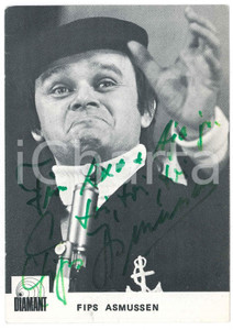 Autografo originale 1970 ca GERMANY Fips ASMUSSEN comedian  Portrait  SIGNED Photo 10x15 cm 1