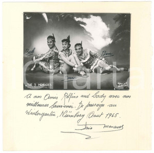 Autografo originale 1965 NURBERG  CIRCUS  TRIO MENARES equilibrists and tumblers AUTOGRAPHED photo 1