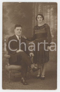 Fotografia d epoca originale 1927 NEW YORK Coppia di italoamericani  Foto cartolina G. FECAROTTA 1