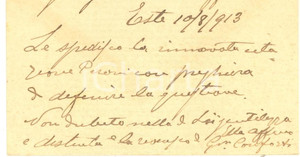 Autografo originale 1913 ESTE PD Giovanni CONFORTI  Biglietto da visita AUTOGRAFO 1