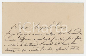 Autografo originale 1903 PADOVA Avv. Augusto COEN  Biglietto da visita autografo 1