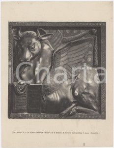 Fotografia d epoca originale 1910 ca PADOVA Basilica di Sant Antonio  Simbolo di San Luca  Foto ALINARI 1