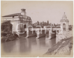 Fotografia d epoca originale 1900 ca PADOVA Porta del Portello e piccolo porto  Foto ALINARI 1