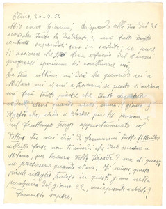 Autografo originale 1952 CLIVIO Lettera Luigia DONADONI al figlio Gianni Santuccio  AUTOGRAFO 1