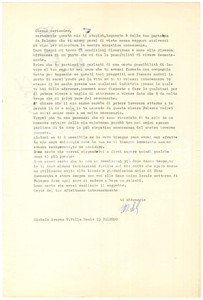 Manoscritto, lettera originale 1960 ca PALERMO Lettera Michele AVERNA attore in condizioni disastrose 1