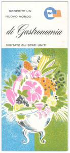 Materiale pubblicitario d’epoca 1965 ca UNITED STATES TRAVEL SERVICE Un nuovo mondo di gastronomia  Volantino 1