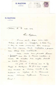 Autografo originale 1959 NAPOLI IL MATTINO Giovanni ANSALDO in gita a Ferrara e Bologna  AUTOGRAFO 1