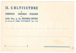 Cartolina originale da collezione 1950 CASALE MONFERRATO F.lli Ottavi IL COLTIVATORE Giornale vinicolo  Cartolina 1