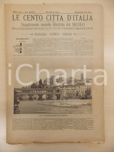 Giornale, rivista storica 1902 CENTO CITTÃ€ D ITALIA Bassano del Grappa LONIGO Asiago Supplemento n.12940 1
