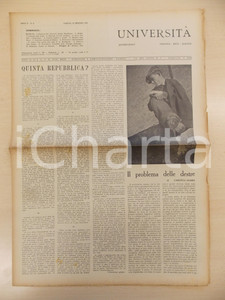 Giornale, rivista storica 1946 PADOVA Rivista UNIVERSITÃ€ Anno II n. 2  Quinta Repubblica? 34x50 cm 1
