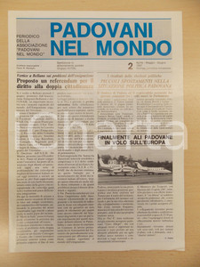Giornale, rivista storica 1987 PADOVANI NEL MONDO Voli europei dall Aeroporto Gino ALLEGRI Periodico n.2 1