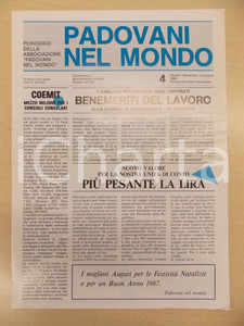 Giornale, rivista storica 1986 PADOVANI NEL MONDO Mezzo milione di votanti per COEMIT Periodico n.4 1