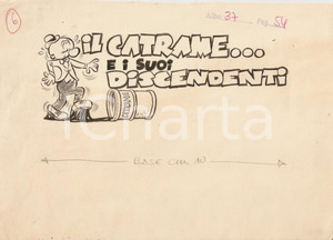 Stampa, bozzetto originale 1955 ca JOLLY Catrame e suoi discendenti Illustrazione ORIGINALE per testata 1