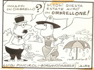 Stampa, bozzetto originale 1955 ca IL VITTORIOSO  ALBE Alberto CATALANI Ombrellone Vignetta ORIGINALE 1