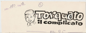 Stampa, bozzetto originale 1955 ca JOLLY Torquato il complicato Illustrazione ORIGINALE per testata 25x9cm 1