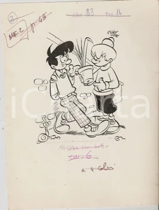 Stampa, bozzetto originale 1955 ca JOLLY Carlo PERONI Bambini e vaso PEROGATT Illustrazione ORIGINALE 1