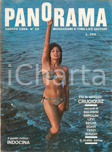 Giornale, rivista storica 1964 PANORAMA Rosanna SCHIAFFINO al mare  Punto critico INDOCINA Rivista nÂ°23 1