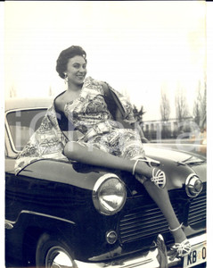 Fotografia d epoca originale 1954 BERLIN Fashion show on motorcovers of some cars of latest model Photo 1