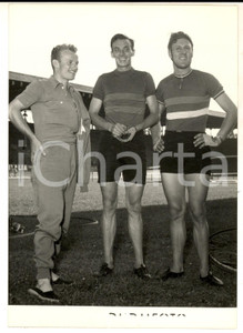 Fotografia d epoca originale 1955 MILANO Mondiali CICLISMO PISTA Allenamento Leandro FAGGIN Peter BROTHERTON 1