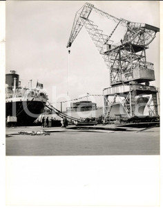 Fotografia d epoca originale 1955 Cantieri SESTRI PONENTE Folla per varo motonave MIRAFLORES Foto 18x24 cm 1