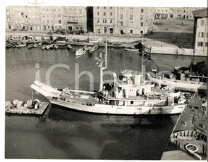 Fotografia d epoca originale 1955 LIVORNO Veduta del cantiere ANSALDO con navi attraccate Foto 24x20 cm 1