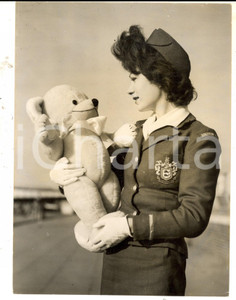 Fotografia d epoca originale 1960 LONDON Ann HITCHCOCK with a teddy bear for the Palace nursery Photo 16x21 1