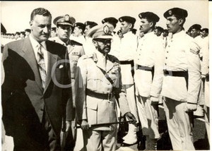 Fotografia d epoca originale 1959 IL CAIRO EGITTO HailÃ© SELASSIE  ricevuto dal presidente NASSER Foto 1