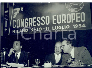 Fotografia d epoca originale 1954 MILANO Congresso PSDI  Mario ZAGARI Giuseppe SARAGAT Ivan Matteo LOMBARDO 1