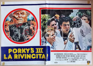 Materiale cinematografico d’epoca 1985 PORKY S III LA RIVINCITA Don MONAHAN watches a film Manifesto 66x45 cm 1