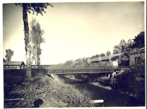 Fotografia d epoca originale 1920 ca AREA DEL TICINO Veduta con ponte su un canale Foto VINTAGE 24x18 cm 1