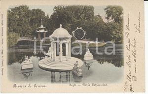 Cartolina originale da collezione 1902 GENOVA PEGLI Villa PALLAVICINI  Tempio di Diana e altalena Cartolina FP NV 1