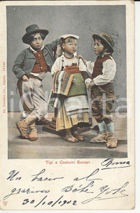 Cartolina originale da collezione 1902 CIOCIARIA Bambini in costumi tipici ciociari Cartolina FP VG 1