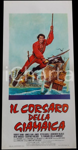 Materiale cinematografico d’epoca 1976 IL CORSARO DELLA GIAMAICA Robert SHAW James Earl JONES Manifesto 32x70 cm 1
