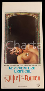 Materiale cinematografico d’epoca 1969 LE AVVENTURE EROTICHE DI GIULIETTA E ROMEO Manifesto EROTICO 32x70 cm 1