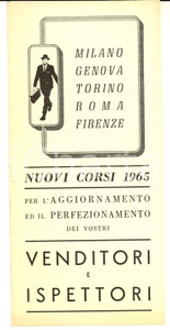 Materiale pubblicitario d’epoca 1965 GENOVA Centro Formazione Venditori  Pieghevole corsi di aggiornamento 1