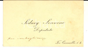 Autografo originale 1890 ca ROMA Sidney SONNINO Deputato  Biglietto da visita messaggio autografo 1