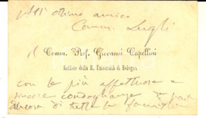Autografo originale 1890 ca BOLOGNA Prof. Giovanni CAPELLINI Rettore  Biglietto da visita autografo 1