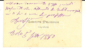 Oggetto da collezione cartaceo 1880 DOLO Deputato Clemente PELLEGRINI  Biglietto da visita AUTOGRAFO 1