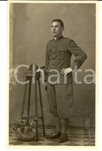 Fotografia d epoca originale 1915 ca WW1 PINEROLO Ritratto di un giovane alpino  Foto cartolina BARATTERO 1