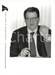 Fotografia d epoca originale 1996 ROMA Ritratto del presidente del Consiglio Romano PRODI  Foto 17x24 cm 1
