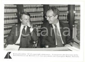 Fotografia d epoca originale 1997 ROMA Walter Veltroni e Ferruccio DE BORTOLI direttore CORRIERE DELLA SERA 1
