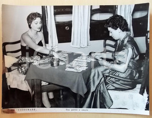 Fotografia d epoca originale 1950 ca ITALIA  M/N USODIMARE Partita a canasta  Fotografia DANNEGGIATA 40x30 1