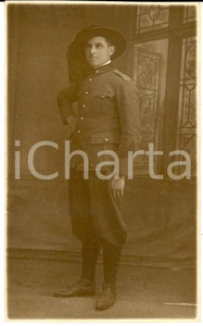 Fotografia d epoca originale 1925 ca LIVORNO REGIO ESERCITO Ritratto bersagliere di profilo Foto PIACENTINI 1