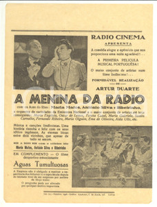 Materiale pubblicitario d’epoca 1946 CINEMA PORTUGAL Film A menina da radio  Artur DUARTE  Volantino 1