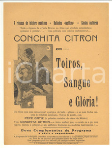 Materiale pubblicitario d’epoca 1945 ca PORTUGAL Film Toiros, sangue e gloria  Conchita CITRON  Volantino 1