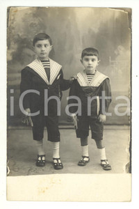 Fotografia d epoca originale 1920 ca REGGIO CALABRIA Ritratto di due piccoli marinaretti Foto SERGI & FIGLI 1