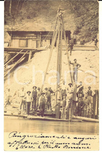 Fotografia d epoca originale 1905 WOCHEINER VELLACH / BOHINJSKA BELA Operai presso ferrovia in costruzione 1