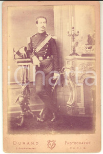 Fotografia d epoca originale 1880 ca PARIS ARMEE DE TERRE Officier de chevalerie  Photo DURAND 11x16 cm 1