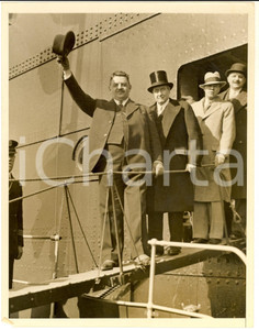 Fotografia d epoca originale 1933 FRANCE Edouard HERRIOT e James W. GERARD in partenza per New York  Foto 1