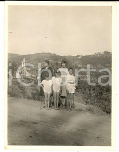 Fotografia d epoca originale 1928 MIGNANEGO / MONTANESI GE Ritratto di famiglia in collina   Foto 8x11 1